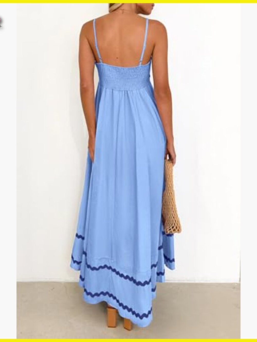 Flowy Maxi Dress Boho Chic Spaghetti Strap Ruffle Casual Beach Vacation - Picture 2 of 7